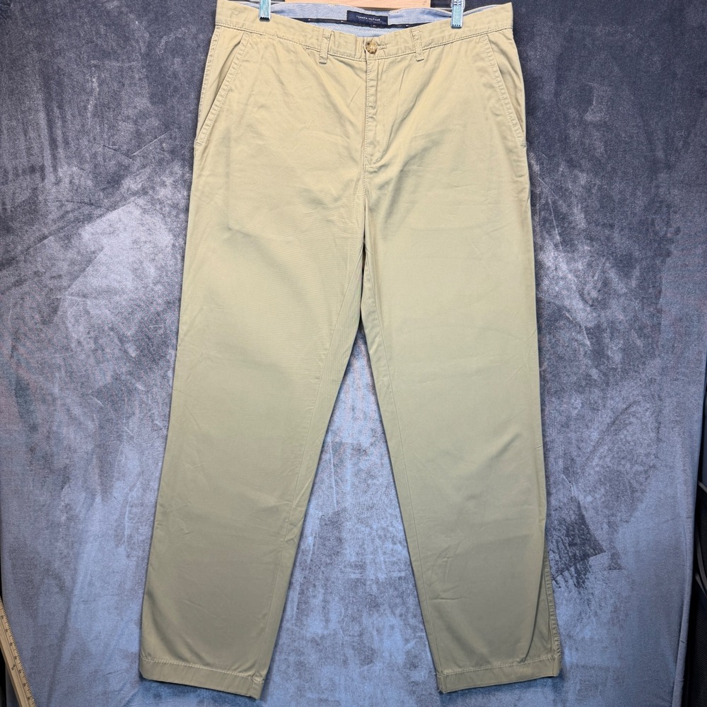 Tommy Hilfiger Chino Pants Mens Tan Regular 36x34 Khaki Twill Casual Dress